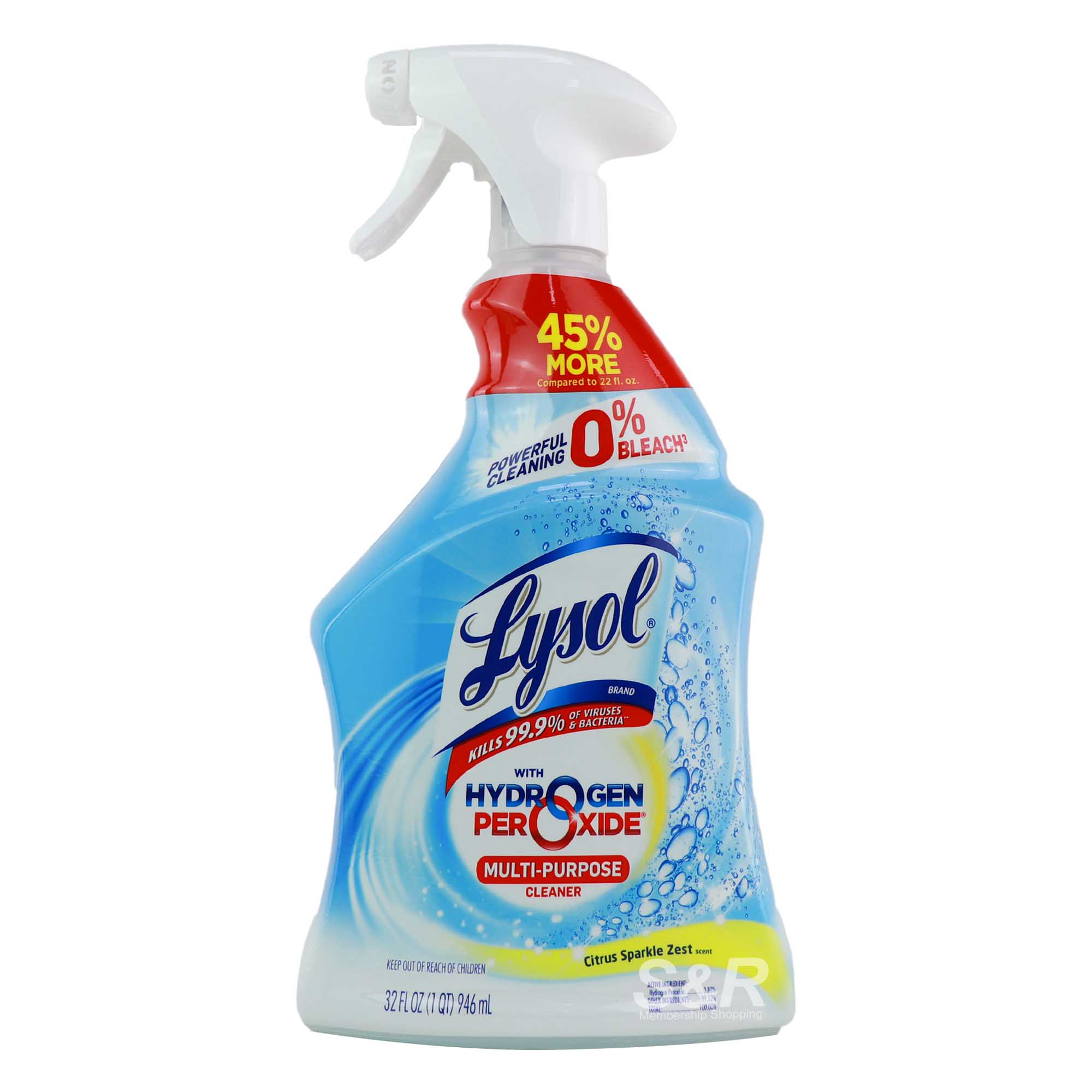 Lysol With Hydrogen Peroxide Citrus Sparkle Zest Multi-Purpose Cleaner 946mL Lysol With Hydrogen Peroxide Citrus Sparkle Zest Multi-Purpose Cleaner 946mL